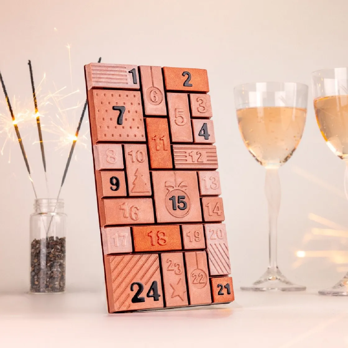 Martellato Chocolademal Countdown Adventskalender Tablet 10x18cm* Tabletten En Repen Vormen|Cijfer En Letter Vormen