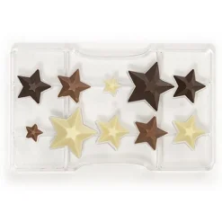 Decora Chocolademal Sterren (10x) 2,0-3,5-5,0x4,2 cm* Figuur Mallen