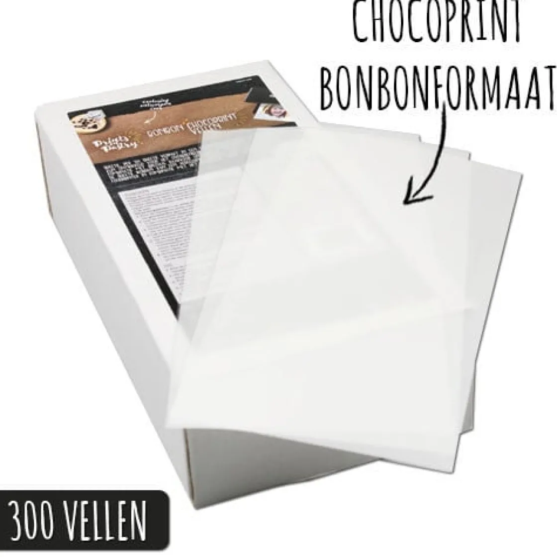 Prints on Pastry Chocoprint sheets Bonbon-formaat (300 vellen)* Eetbaar Papier