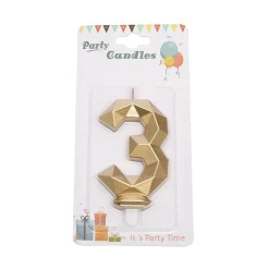 Overig Cijferkaars Geo Goud #3* Kaarsjes En Vuurwerk