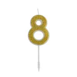 Overig Cijferkaars Goud Glitter #8* Kaarsjes En Vuurwerk