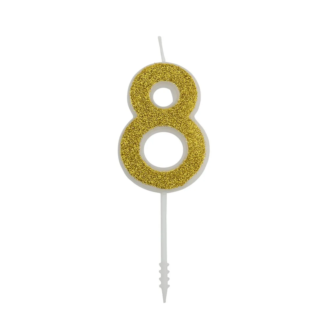 Overig Cijferkaars Goud Glitter #8* Kaarsjes En Vuurwerk