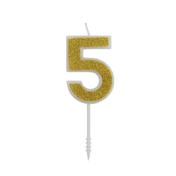 Overig Cijferkaars Goud Glitter #5* Kaarsjes En Vuurwerk