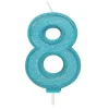 Culpitt Cijferkaars #8 Blauw met Glitter* Kaarsjes En Vuurwerk