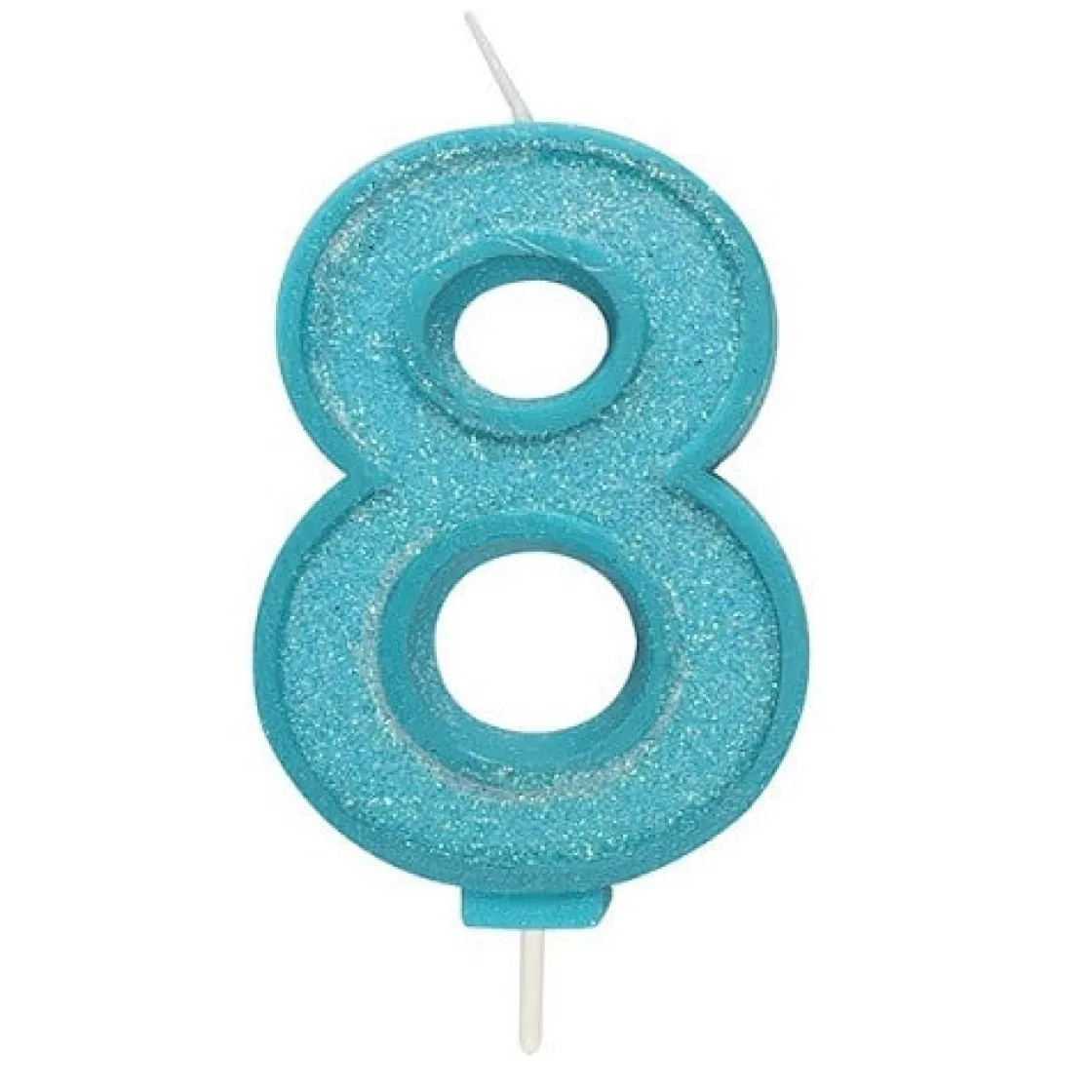 Culpitt Cijferkaars #8 Blauw met Glitter* Kaarsjes En Vuurwerk