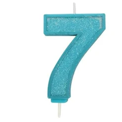 Culpitt Cijferkaars #7 Blauw met Glitter* Kaarsjes En Vuurwerk