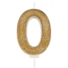 Culpitt Cijferkaars #0 Goud met Glitter* Kaarsjes En Vuurwerk
