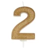 Culpitt Cijferkaars #2 Goud met Glitter* Kaarsjes En Vuurwerk