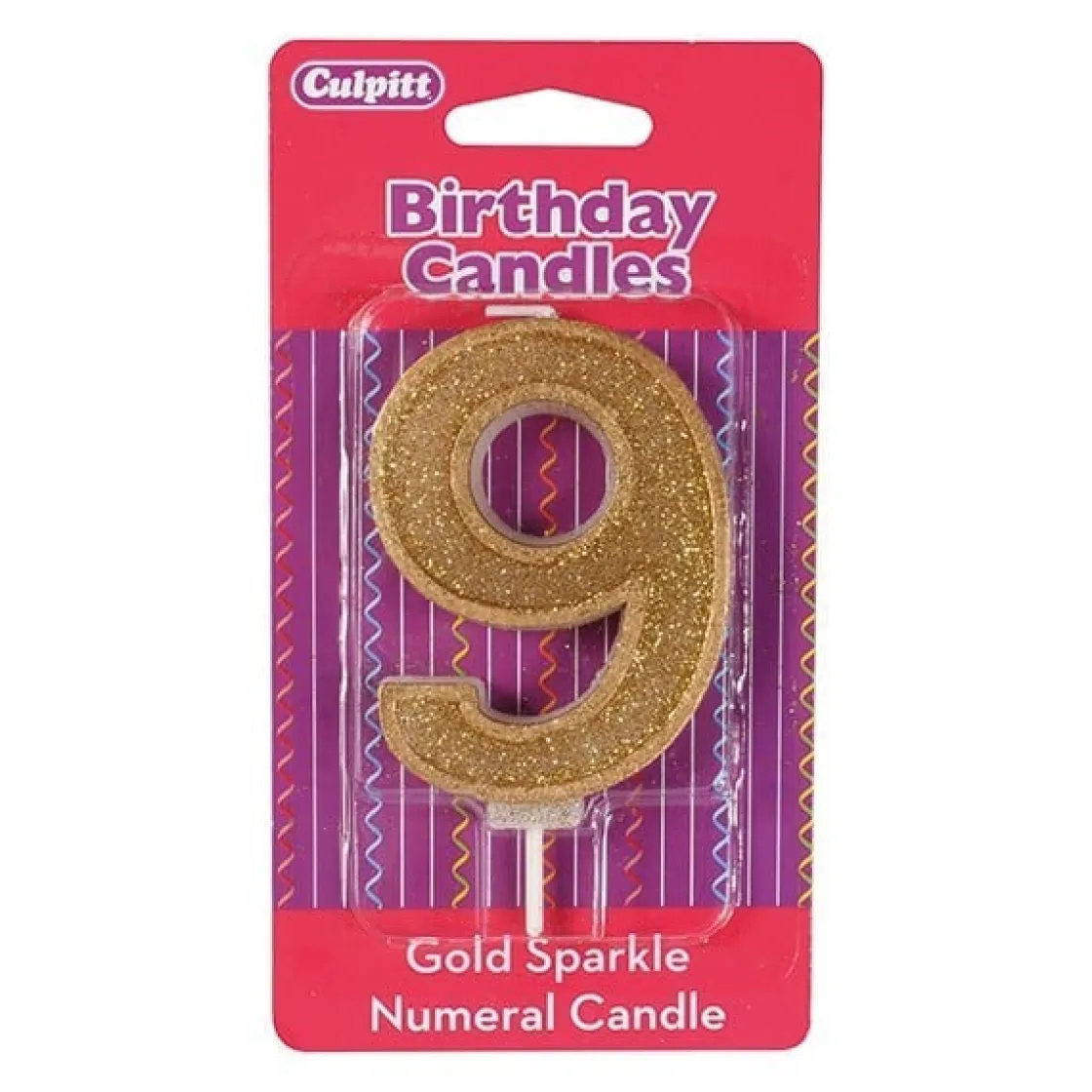 Culpitt Cijferkaars #9 Goud met Glitter* Kaarsjes En Vuurwerk