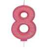 Culpitt Cijferkaars #8 Roze met Glitter* Kaarsjes En Vuurwerk
