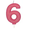 Culpitt Cijferkaars #6 Roze met Glitter* Kaarsjes En Vuurwerk