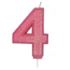 Culpitt Cijferkaars #4 Roze met Glitter* Kaarsjes En Vuurwerk