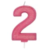 Culpitt Cijferkaars #2 Roze met Glitter* Kaarsjes En Vuurwerk