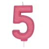 Culpitt Cijferkaars #5 Roze met Glitter* Kaarsjes En Vuurwerk