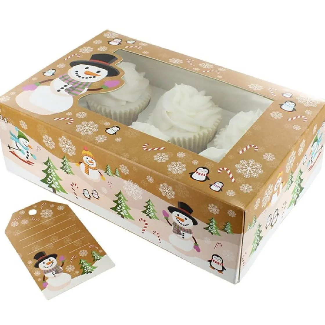 Culpitt Cupcake Doosje 6/12 Sneeuwpop (tray-venster) 20st.* Cupcake Doosjes