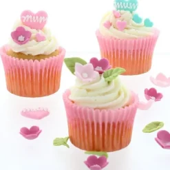 Culpitt Suikerdecoratie Bloemen en Bladeren Roze 16st.* Bloem Decoraties