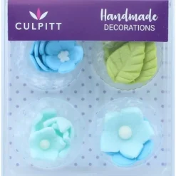 Culpitt Suikerdecoratie Bloemen en Bladeren Blauw 16st.* Bloem Decoraties
