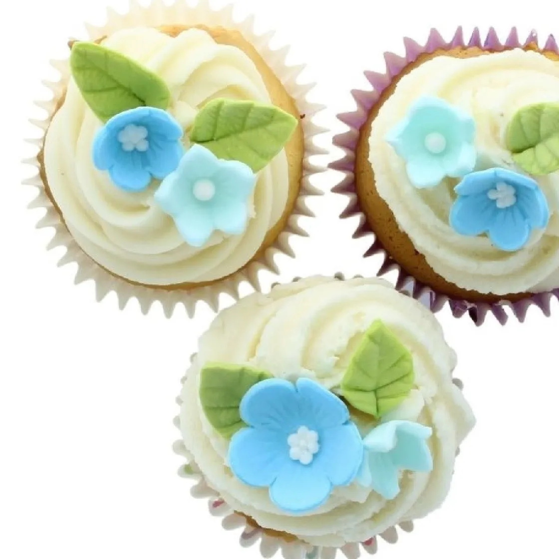 Culpitt Suikerdecoratie Bloemen en Bladeren Blauw 16st.* Bloem Decoraties