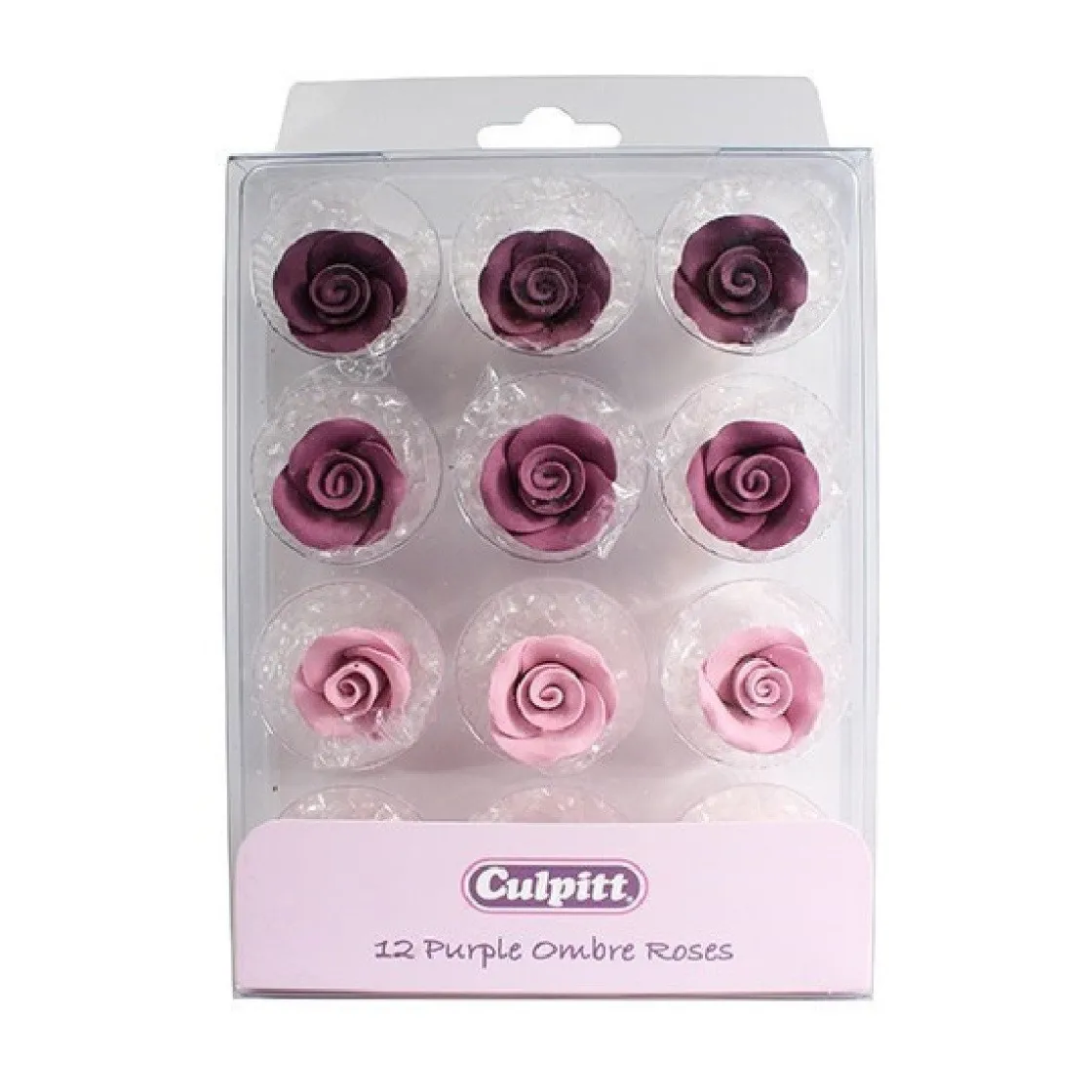 Culpitt Suikerdecoratie Rozen Ombré Paars 12st.* Bloem Decoraties