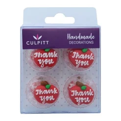Culpitt Suikerdecoratie Thank You Appel 25mm 12st.*** Figuur Decoraties
