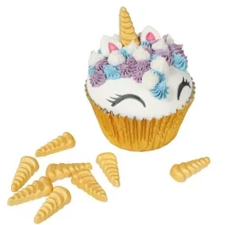 Culpitt Suikerdecoratie Unicorn Hoorn Goud 30mm 180st.* Figuur Decoraties