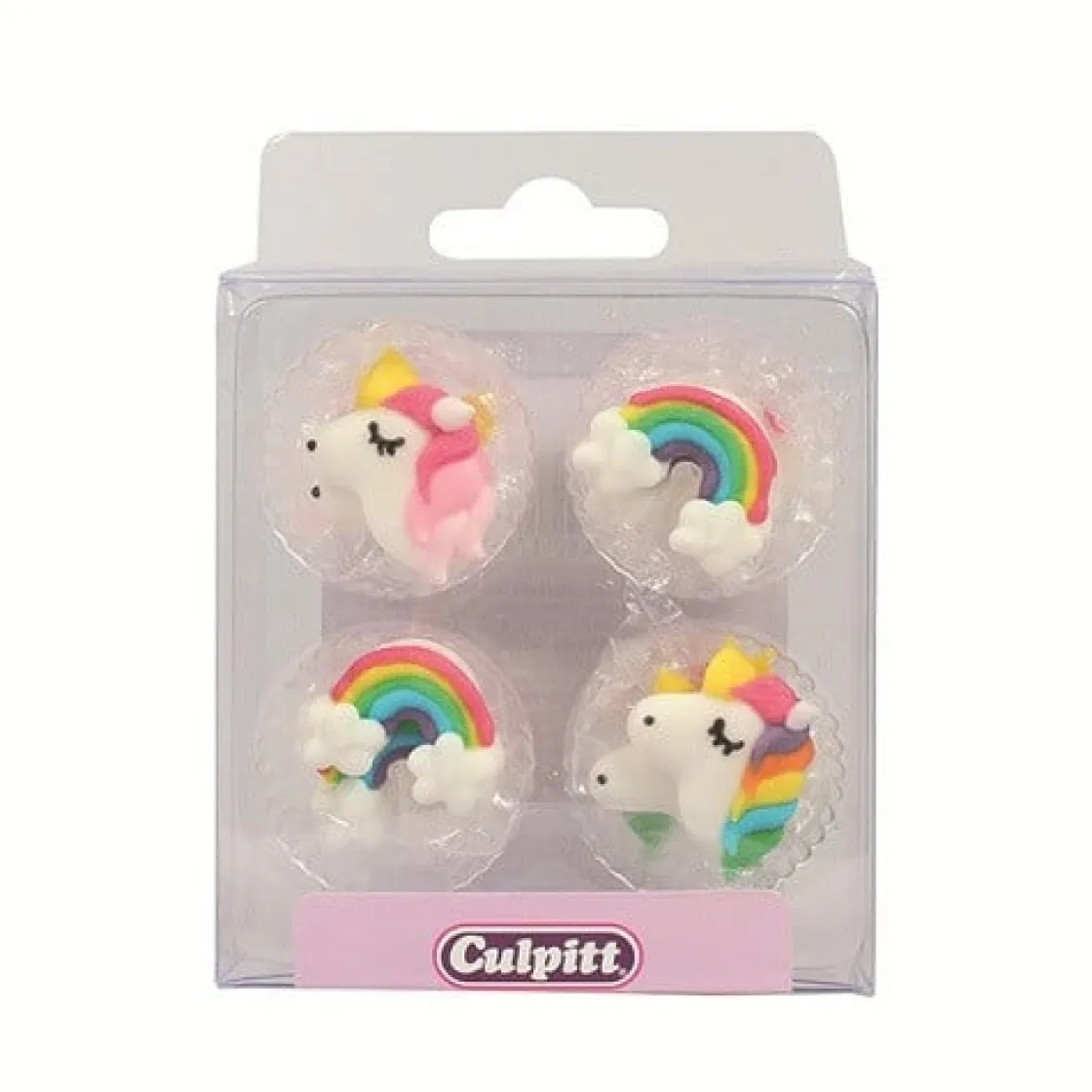 Culpitt Suikerdecoratie Unicorn en Regenboog 12st.* Figuur Decoraties