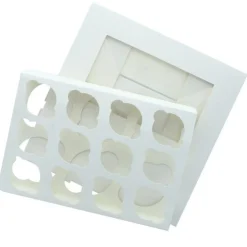 BrandNewCake Cupcake Doosje 6 / 12 MINI Wit (incl. tray-venster) 3st.* Cupcake Doosjes