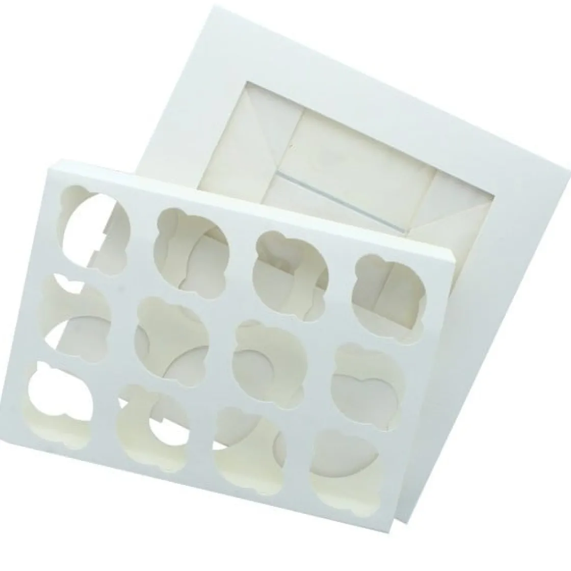 BrandNewCake Cupcake Doosje 6 / 12 MINI Wit (incl. tray-venster) 3st.* Cupcake Doosjes