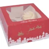 House of Marie Cupcake Doosje 4 Kerst (incl. tray met venster) 25st.* Cupcake Doosjes
