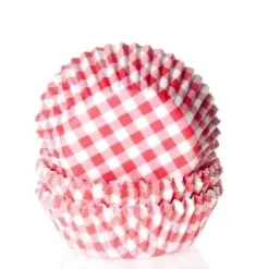 House of Marie Cupcake Vormpjes HoM Boerenbont Ruit Rood 50x33mm. 50st.* Bakvormen Papier