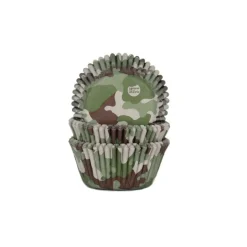 House of Marie Cupcake Vormpjes HoM Camouflage Groen 50x33mm. 50st.* Bakvormen Papier