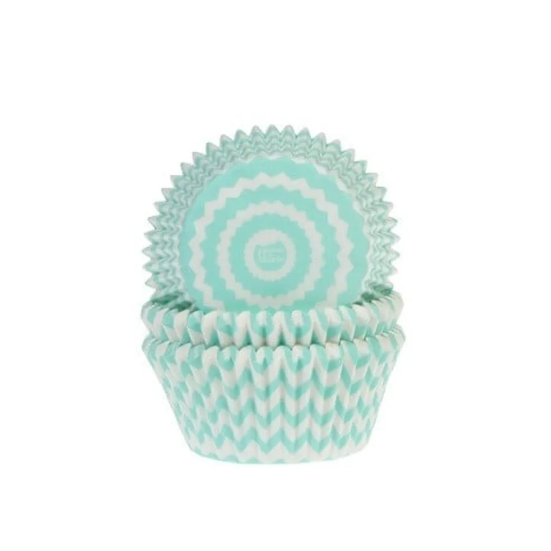 House of Marie Cupcake Vormpjes HoM Chevron Mint Groen 50x33mm. 50st.*** Bakvormen Papier