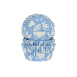 House of Marie Cupcake Vormpjes HoM Geboorte Blauw 50x33mm. 50st.* Bakvormen Papier