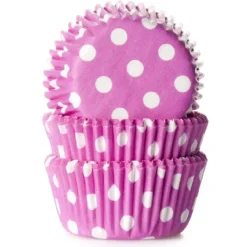 House of Marie Cupcake Vormpjes HoM MINI Polkadot Roze 35x23mm. 60st.* Bakvormen Papier