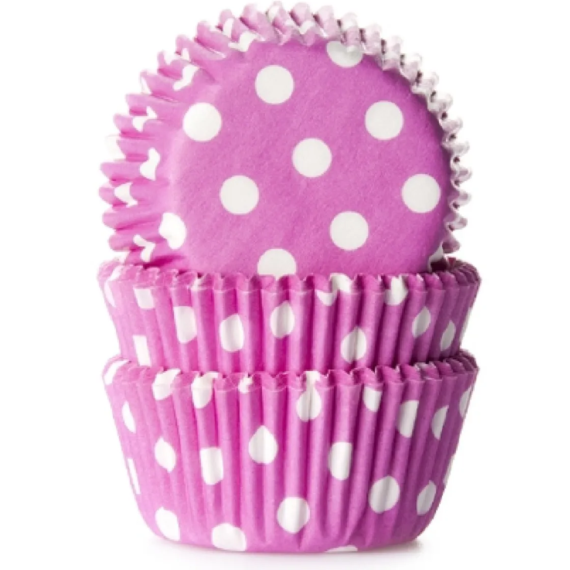 House of Marie Cupcake Vormpjes HoM MINI Polkadot Roze 35x23mm. 60st.* Bakvormen Papier