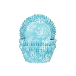 House of Marie Cupcake Vormpjes HoM Sneeuw Kristal Blauw 50x33mm. 50st* Bakvormen Papier