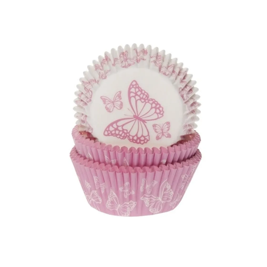 House of Marie Cupcake Vormpjes HoM Vlinder Roze 50x33mm. 50st.* Bakvormen Papier