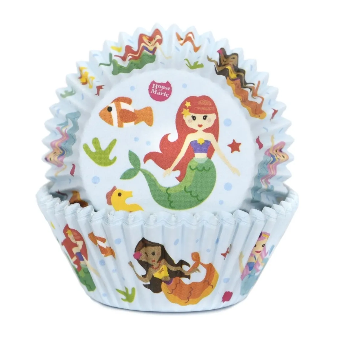 House of Marie Cupcake Vormpjes HoM Zeemeermin 50x33mm. 50st.* Bakvormen Papier