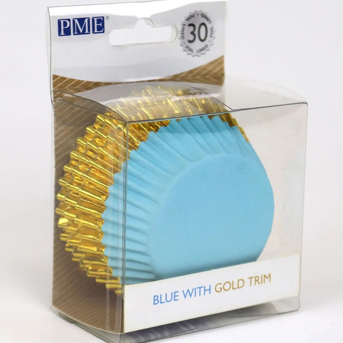 PME Cupcake Vormpjes Blauw met Gouden Rand 30 stuks* Bakvormen Papier