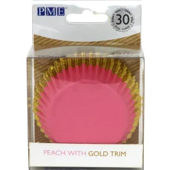 PME Cupcake Vormpjes Roze met Gouden Rand 30 stuks* Bakvormen Papier