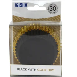PME Cupcake Vormpjes Zwart met Gouden Rand 30 stuks* Bakvormen Papier