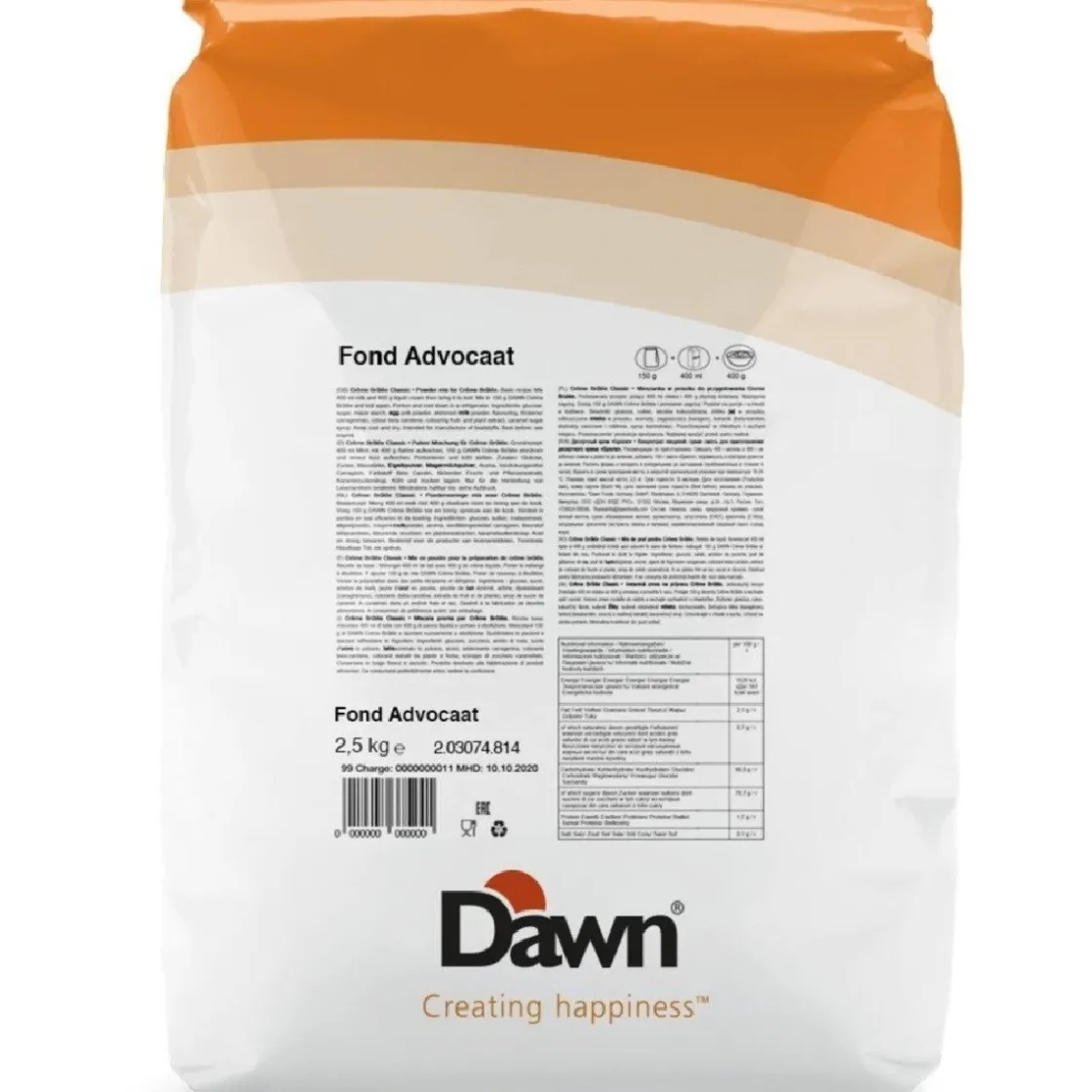 Dawn Fond Advocaat Smaak Bavarois 2,5kg* Dessertmixen|Mousse