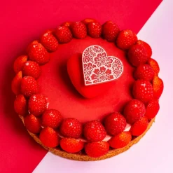 Dobla Chocoladedecoratie Lace Hart Rood / Wit (96 stuks)* Chocolade Decoraties|Chocolade Decoraties