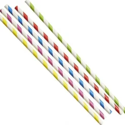Overig Drinkrietje Papier Gestreept Ø6x23cm 100st.* Ijs En Dessert Verpakkingen