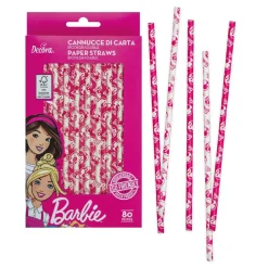 Decora Drinkrietjes Papier Barbie 80st.* Ijs En Dessert Verpakkingen