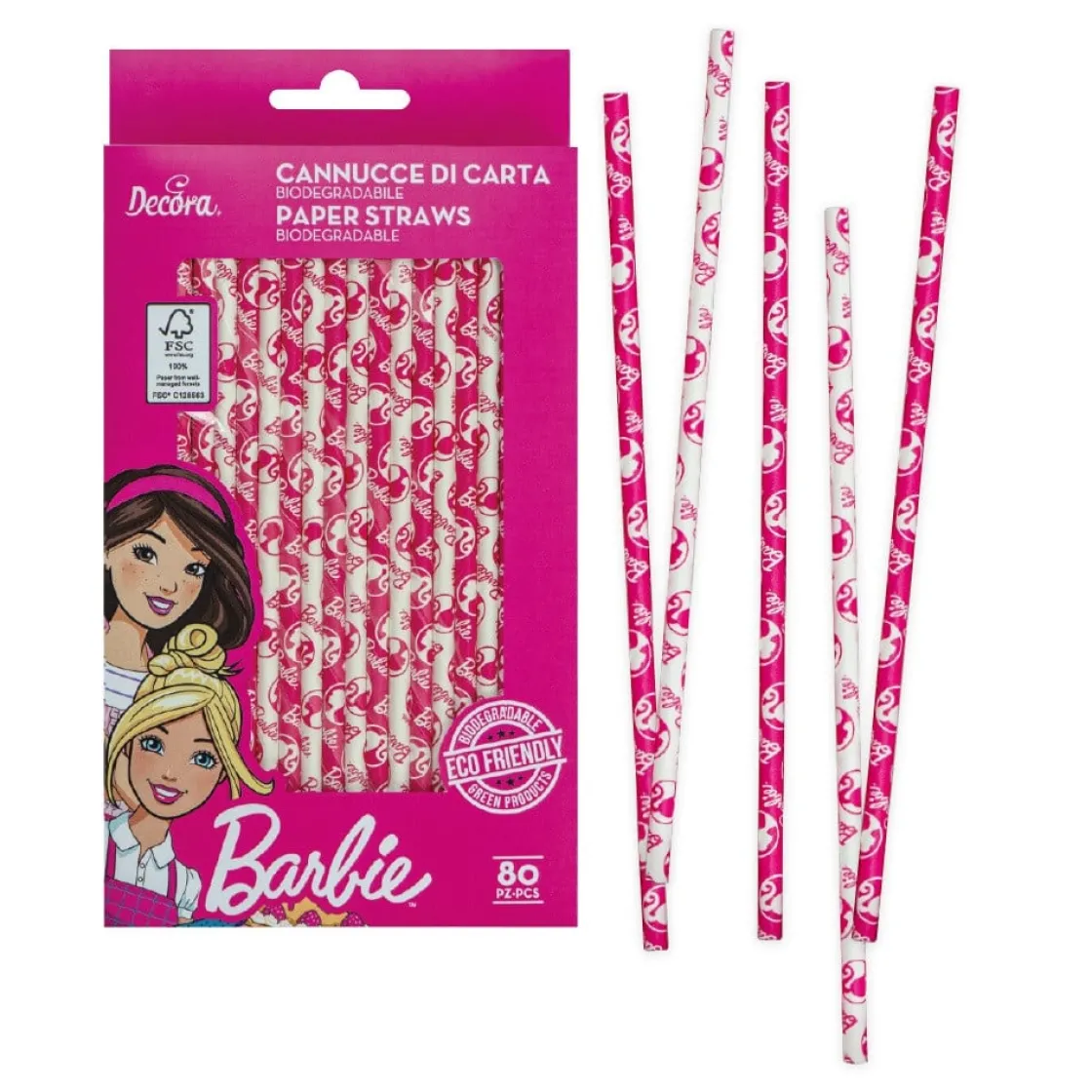 Decora Drinkrietjes Papier Barbie 80st.* Ijs En Dessert Verpakkingen