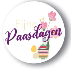 Overig Etiket 'Fijne Paasdagen' Wit Ø50mm (500st)* Chocolade Verpakkingen|Bonbon Doosjes