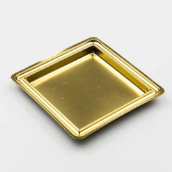 Overig Gebaksschoteltje kunststof Vierkant Goud 88mm* Taartkartons En Randen