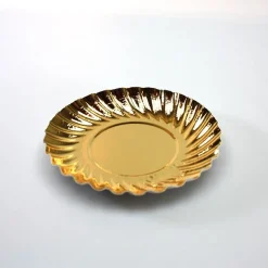 Overig Gebaksschoteltje Rond Ribbel Goud Ø8,8cm 100st.* Taartkartons En Randen