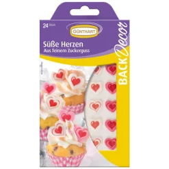 Günthart Suikerdecoratie Hartjes Roze/Wit 24st.* Figuur Decoraties